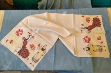 Centrotavola, lino e punto croce inizi XX°secolo, 112x42 cm, perfette condizioni