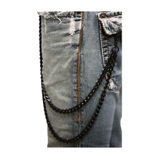 Portachiavi Moda Da Uomo E Donna In Metallo Nero Con Catena A 2 Fili