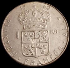 1 corona in argento svedese