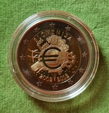 SLOVENIA 2012 10mo ANNIVERSARIO EURO PROOF Moneta 2 Euro commemorativa 