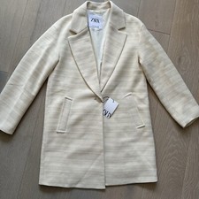 ZARA TEXTURED COAT Ecru Cream
