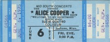 BIGLIETTO CONCERTO SUZI QUATRO 1975 MAI USATO ALICE COOPER