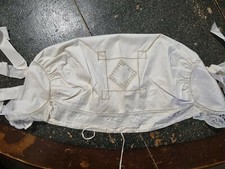 Antica Cuffia donna da notte Ricamo a Mano corredo baule XVIII secolo 