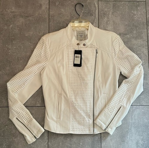 Giacca moto guess bianca - giacca,