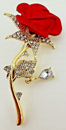 Spilla fiore rosa rossa tono