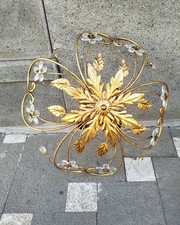 Applique 4 luci ferro dorato e cristalli manifattura Banci Firenze anni 80'.