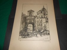 1924 LITOGRAFIA ANTONIO CARBONATI NAPOLI VEDUTA DI PORTA CAPUANA