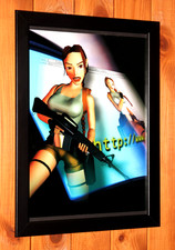 Tomb Raider II Starring Lara Croft Big Guns PS1 foglio pubblicitario poster pagina pubblicitaria framed