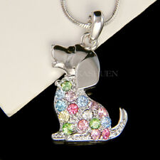 Arcobaleno Beagle Cucciolo IN Swarovski Cristallo Animali Collana Ciondolo Gioie