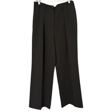 Free People Pantalone Pantalone Nero Pieghettato Gamba Larga Donna L Bottone Anteriore NUOVO