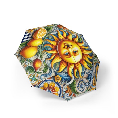 Sunface lemon tile umbrella - umbrella, |