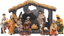 Presepe Di Natale Completo - Statuette Della Natività in Resina, Personaggi E Fi