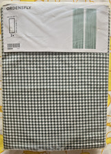 IKEA ORDENSFLY coppia tende in cotone fantasia pied de poule bianco/verde