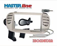 MASCHERINA RADIO DUE DIN PER FIAT 500 2007 AL 2018 + ACCESSORI. BEIGE.