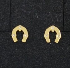 Pendenti Oro 18k 750 Mls. Ferri di Cavallo Con Zirconi, 6,3 MM