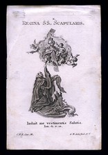 santino incisione 1700 MADONNA DEL CARMELO REGINA DELLO SCAPOLARE  goetz