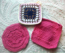 3 PRESINE COTONE ALL'UNCINETTO, artigianali, punto fine