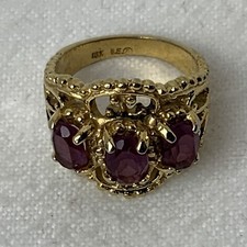 Anello cocktail vintage 18 kt GE viola strass misura 6,25