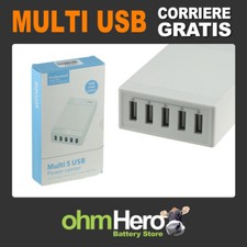 CARICABATTERIE CARICA MULTI USB DA MURO DA VIAGGIO 5 USB 40W 5V/8A