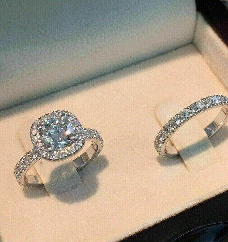 Set anello sposa halo - sposa, 3,10ct