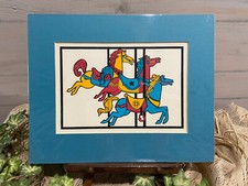 Giostra vintage serigrafata a mano cavalli stampa opaca NO cornice