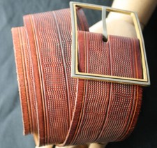 Cintura vintage BORBONESE in pelle goffrata con fibbia bicolore Italia