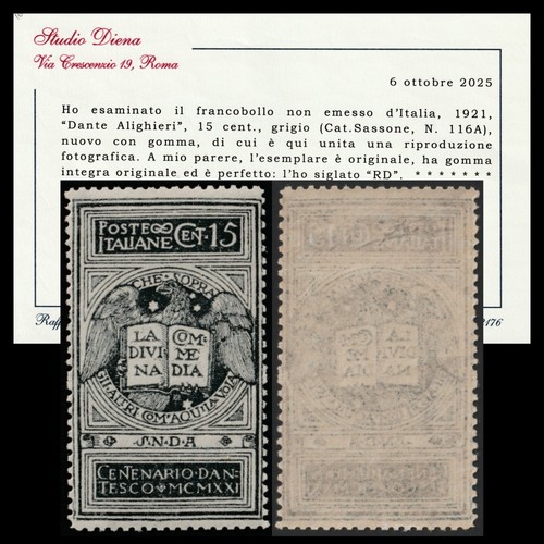 Italia regno 1921 dante non - dante,