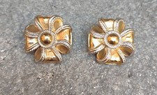 Orecchini Vintage GIVENCHY Paris NY Tono Oro e Argento Fiocco Firmati Clip On Grandi