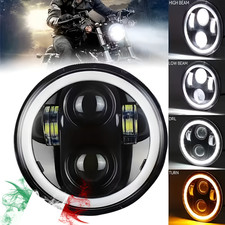 Faro Fanale Anteriore Luce LED Universale Moto Motocicletta Angel Eye DRL 12/24V