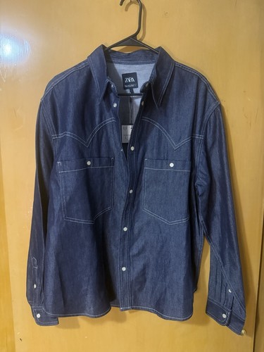 Zara men denim button up - zara, men's