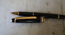 Splendido Penna Stilo Roller MONTBLANC Meisterstück IN Resina Nero & Pl. Oro 18