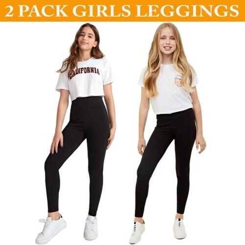 Girls black leggings - leggings, 2