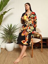 Accappatoi Lunghi In Cotone Con Stampa Floreale Nera Indiana Kimono Da Notte
