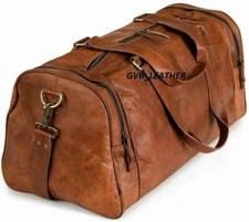 Borsone da viaggio 24" Sport in pelle marrone fatto a mano durante la notte w...