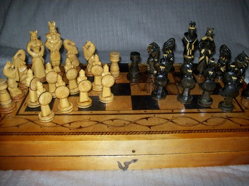 Scacchiera vintage legno - vintage,