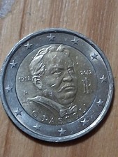 Moneta molto Rara 2  EURO  1912 - 2012  G. PASCOLI  errore  di conio.