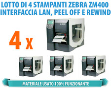 ★ Lotto di 4 x Zebra ZM400 ✅ Stampanti Termiche a 203dpi con interfaccia LAN ★