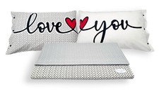 Completo Letto Set Lenzuola Federe Fantasia Stampa Love You 100% Cotone