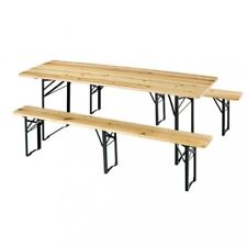 SET BIRRERIA LEGNO TAVOLO 220x80 CM 2 PANCHE A 3 GAMBE VERNICIATI RICHIUDIBILE