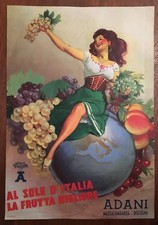 LOCANDINA POSTER ANNI 50 FRUTTA ADANI MASSALOMBARDA BOLOGNA GINO BOCCASILE ART