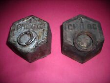 COPPIA DI VECCHI PESI ESAGONALI IN FERRO DA 1 KG PER BILANCIA STADERA BASCULA