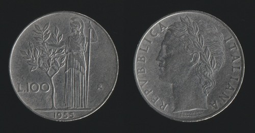 100 lire 1955 minerva italia - lire,