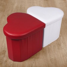 Pouf Contenitore Imbottito in Ecopelle a forma di Cuore 45x41x37 cm