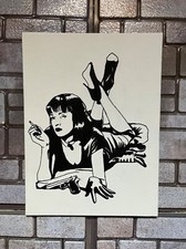 MIA WALLACE PULP FICTION DISEGNO SU TELA 18x24cm FATTO A MANO