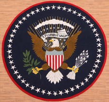 Bandiera logo USA 6'x6' blu rotonda aquila Pluribus stile presidente tappeti lana fatti a mano