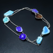 Collana con gioielli in argento sterling 925 antico pietra preziosa druzy...