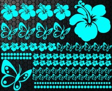 122pcs Car Stickers Hibiscus