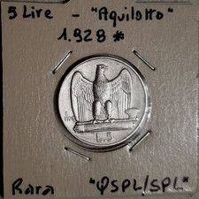 5 LIRE 1928 * AQUILOTTO - VITTORIO EMANUELE III - REGNO D'ITALIA - RARA