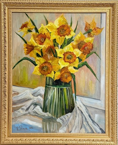 Quadro fiori narcisi olio