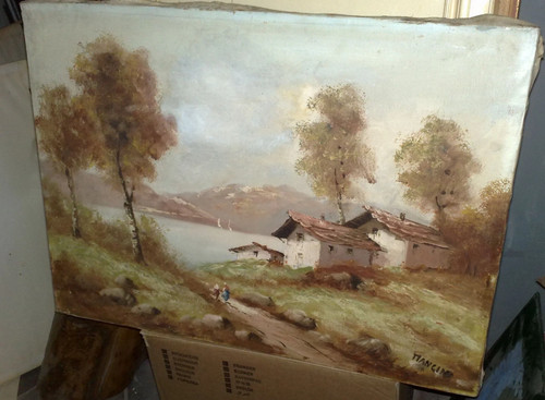 Paesaggio dipinto olio su - paesaggio,